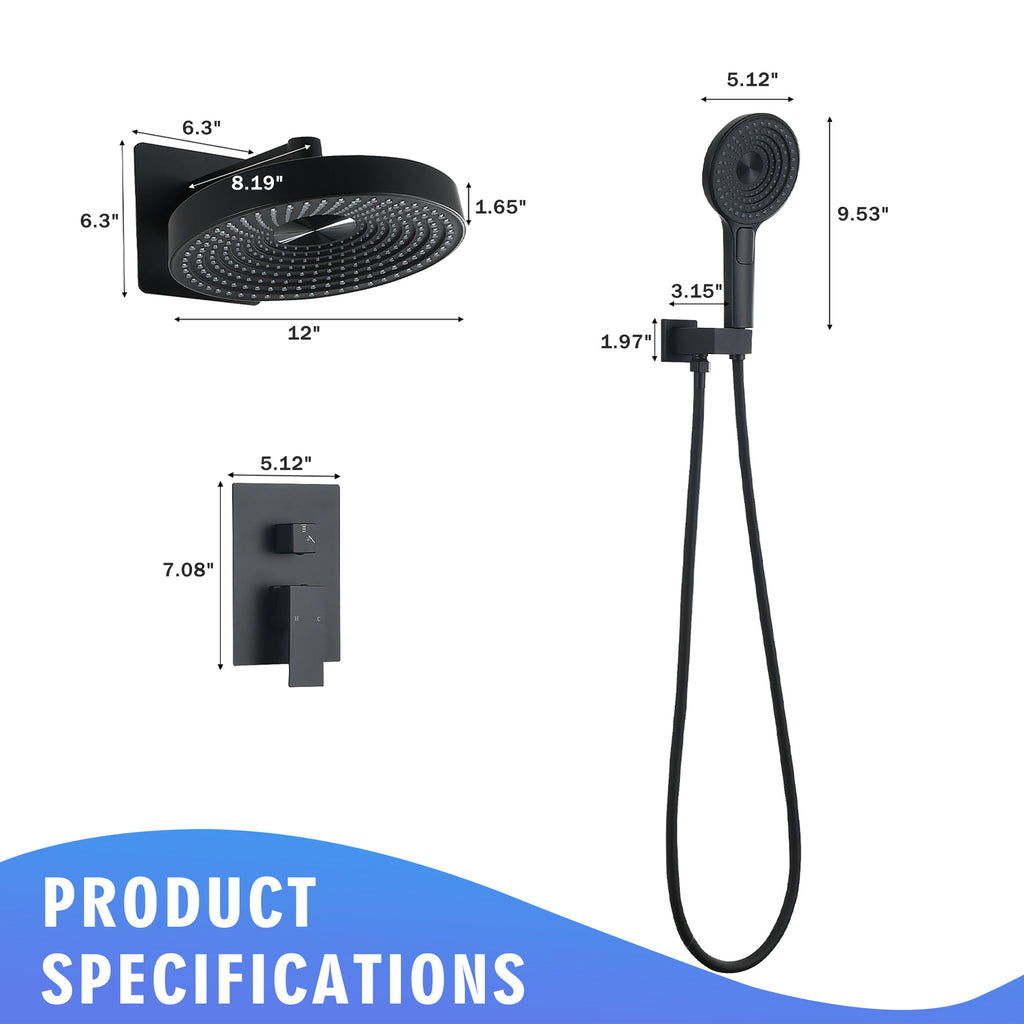 Modern Minimalist Concealed Shower System 2-Function Set