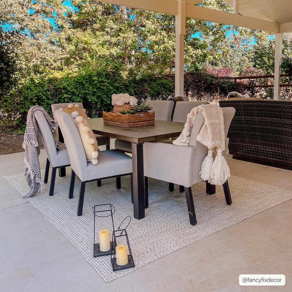 Beige Braided Faux Jute Outdoor Rug