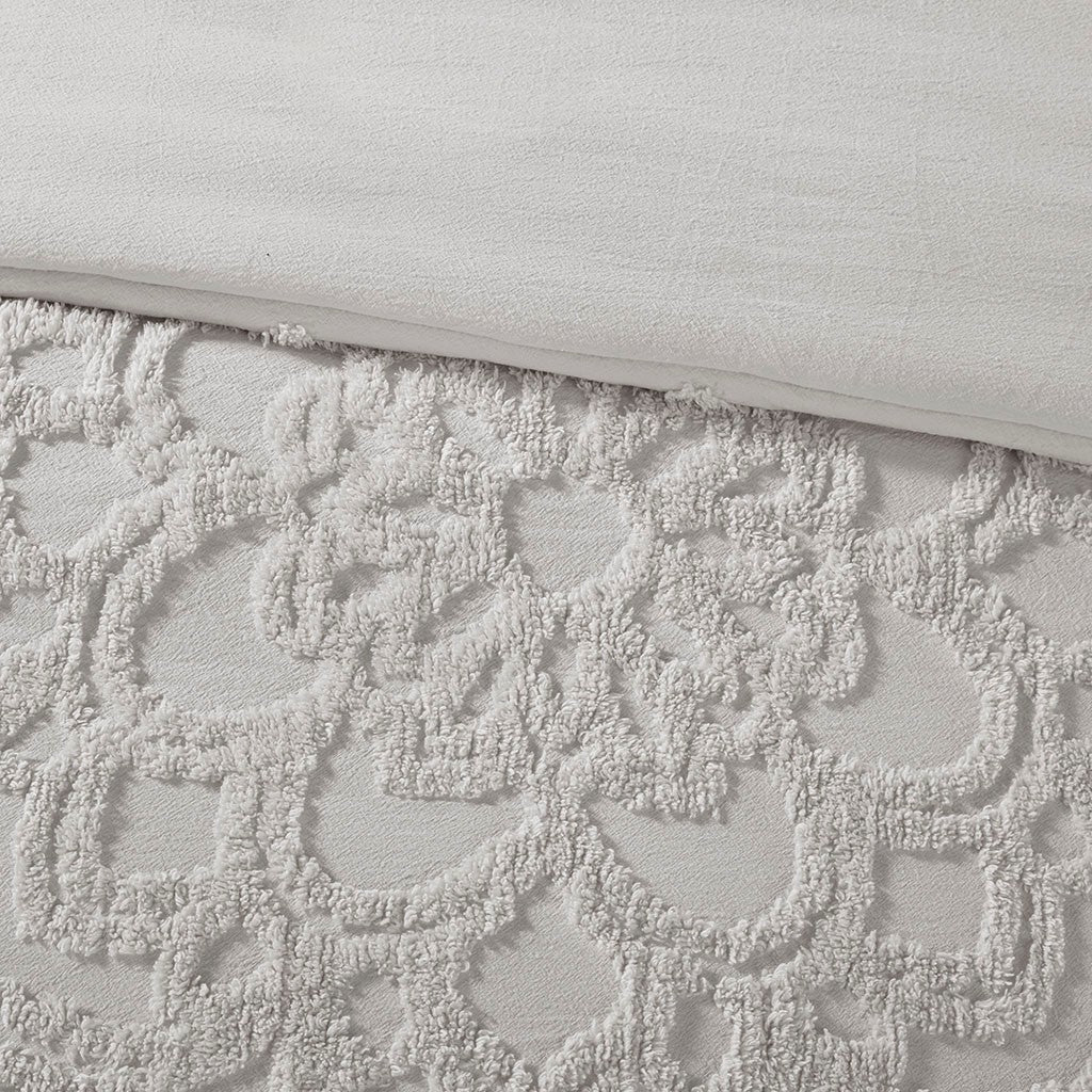 King/Cal King 3-Piece Tufted Cotton Chenille Medallion Duvet Cover Set