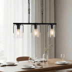 3-Light Matte Black Linear Pendant Light