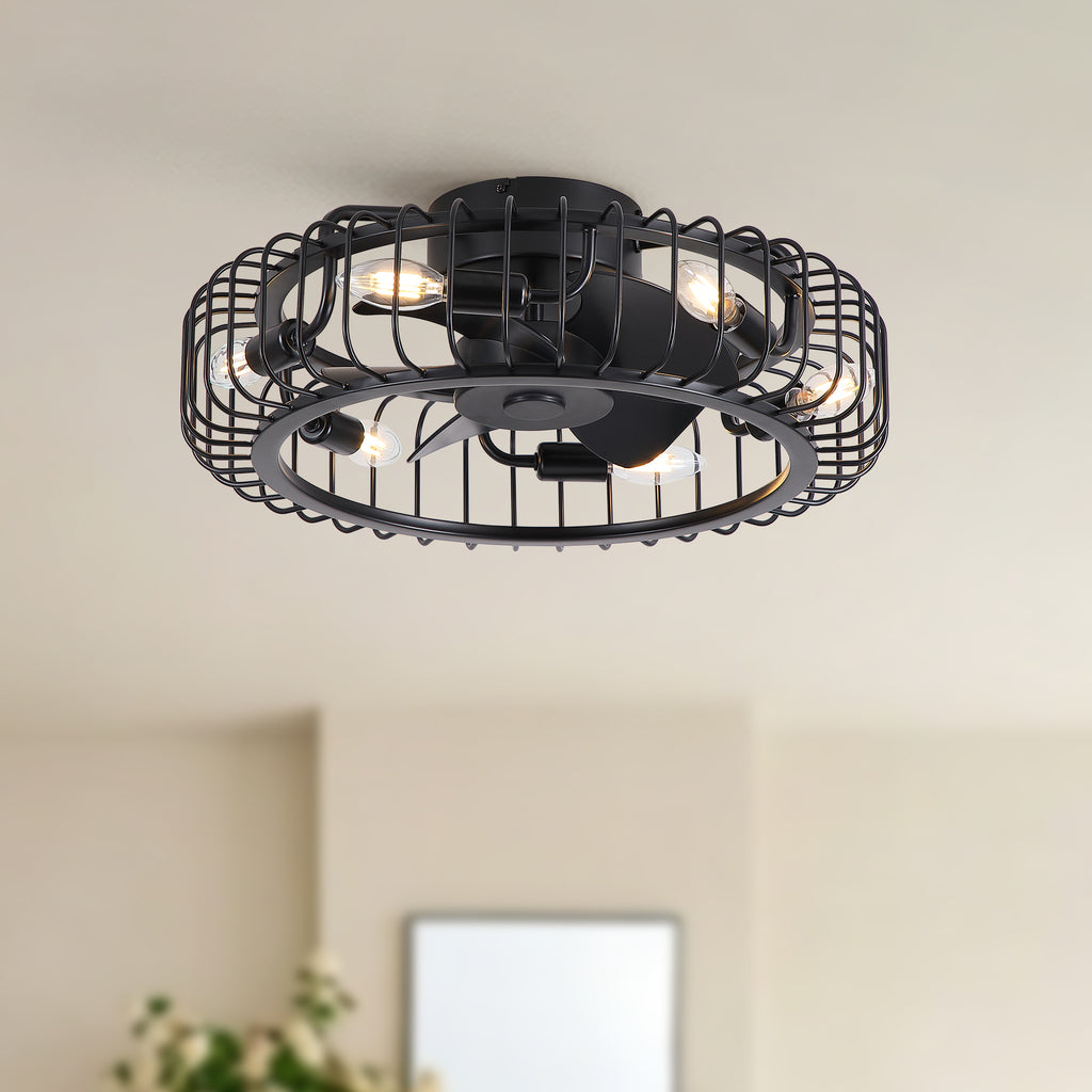 20" Low-Profile Caged Ceiling Fan Light