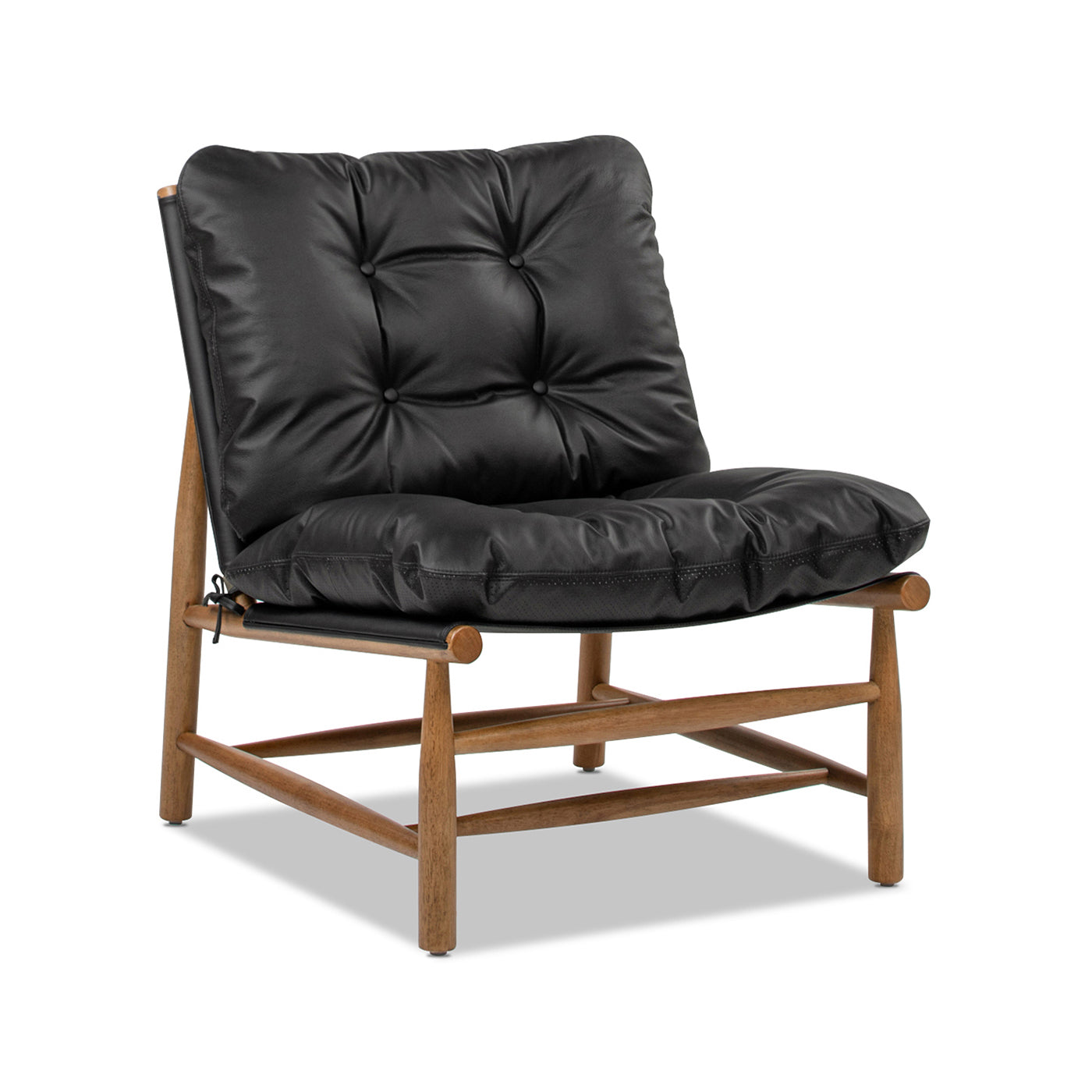 Oxford 26.5" Leather Mid-Century Modern Accent Chair, Noir
