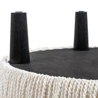 Yolanda 24" Round Upholstered Accent Ottoman, Almond