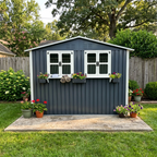 9x6 FT Outdoor Metal Storage Shed with Window & Flower Rack