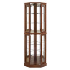 6 Shelf Corner Curio Display Cabinet With Lights, Mirrors, and Adjustable Shelves