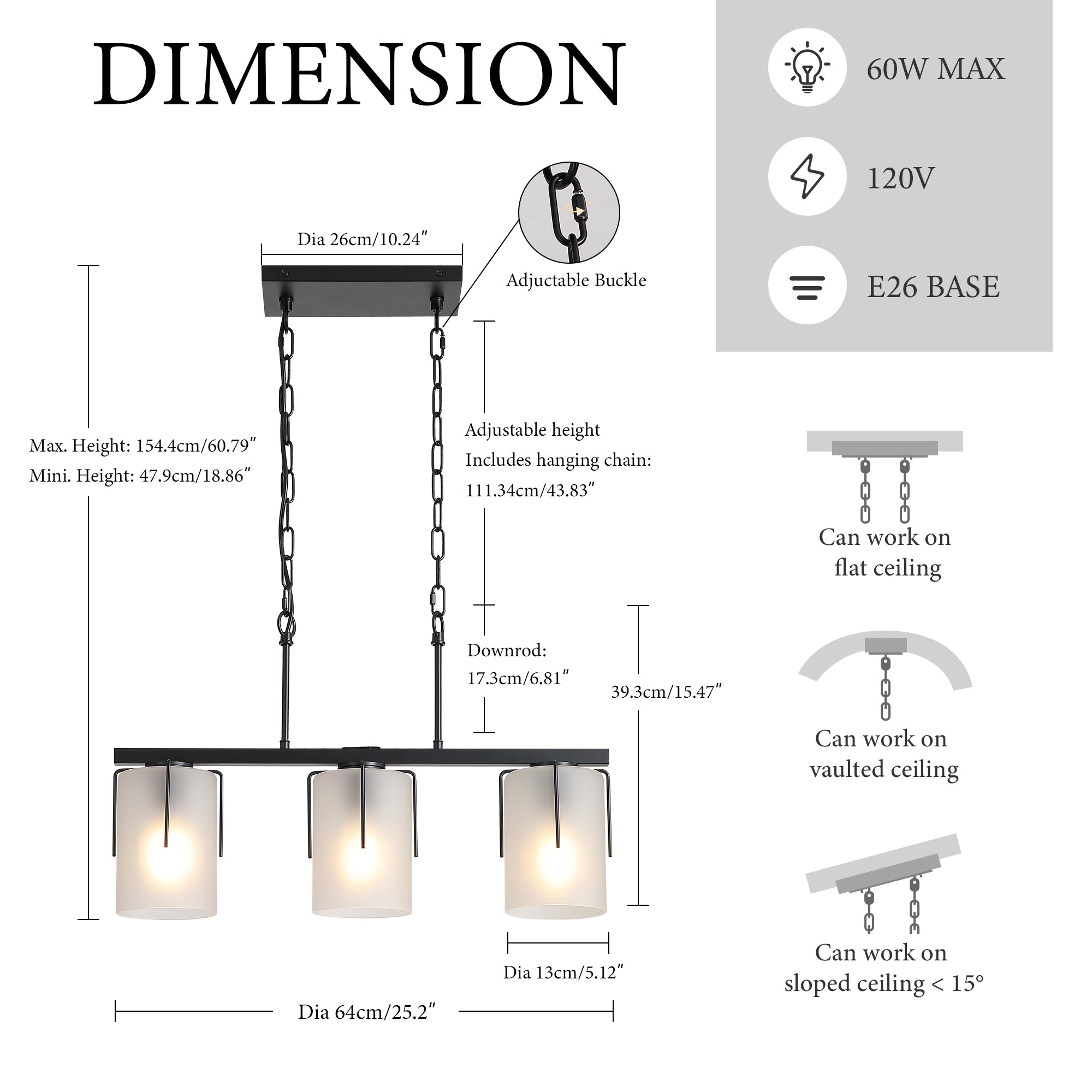 Minimalist 3-Light Linear Chandelier