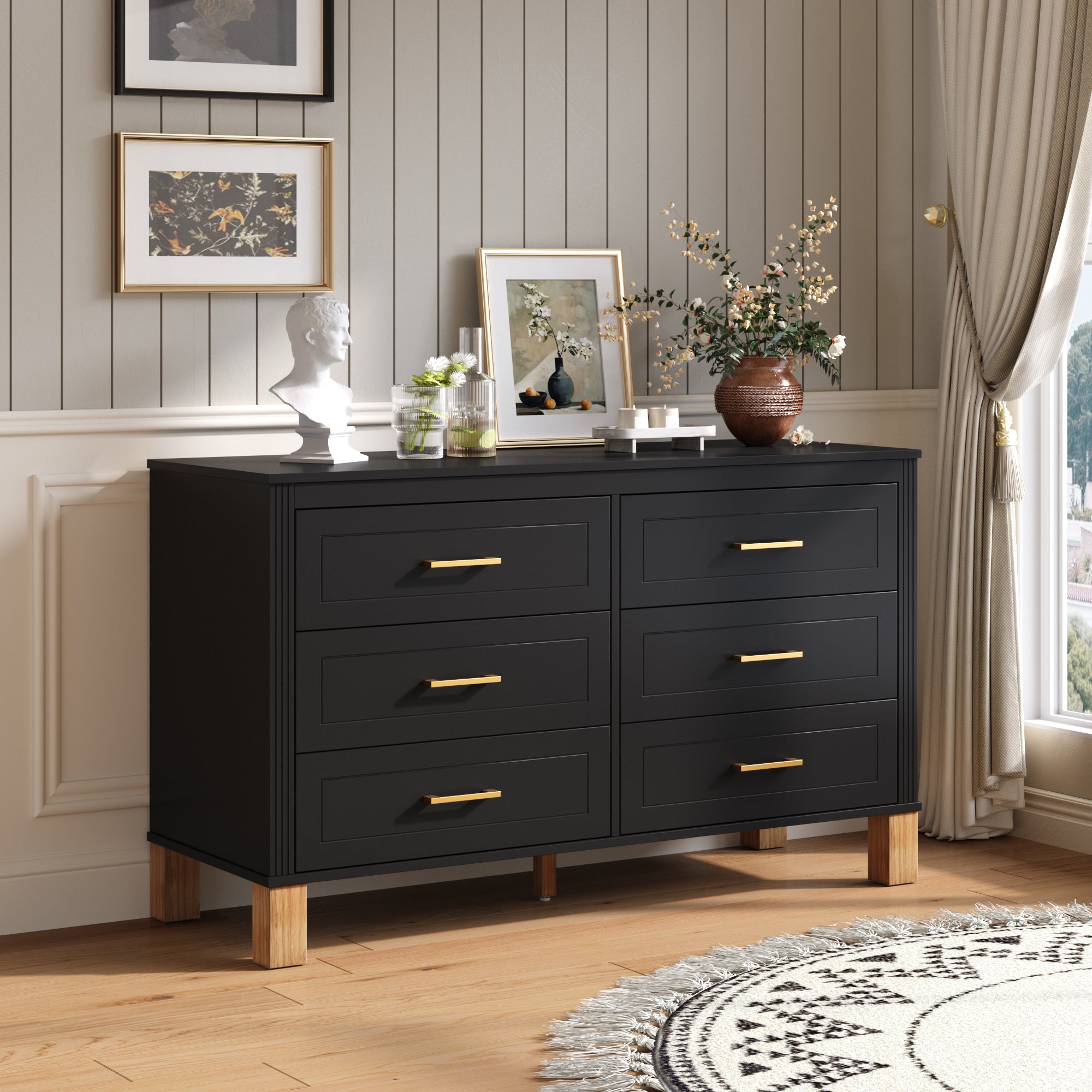 Modern 6-Drawer Double Dresser