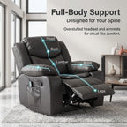 Grey Air Leather Recliner Chair With Vibration And Heating