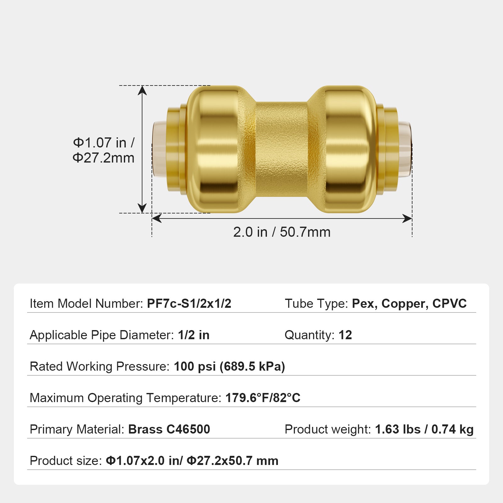 Pipe Fittings 1/2" 12PCS