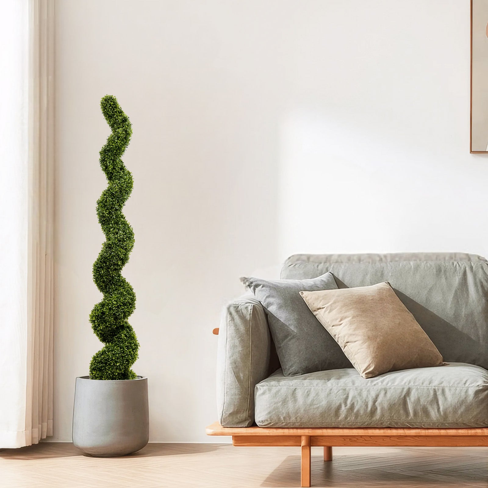 6FT Spiral Topiary Trees Artificial Outdoor Faux Boxwood Plants