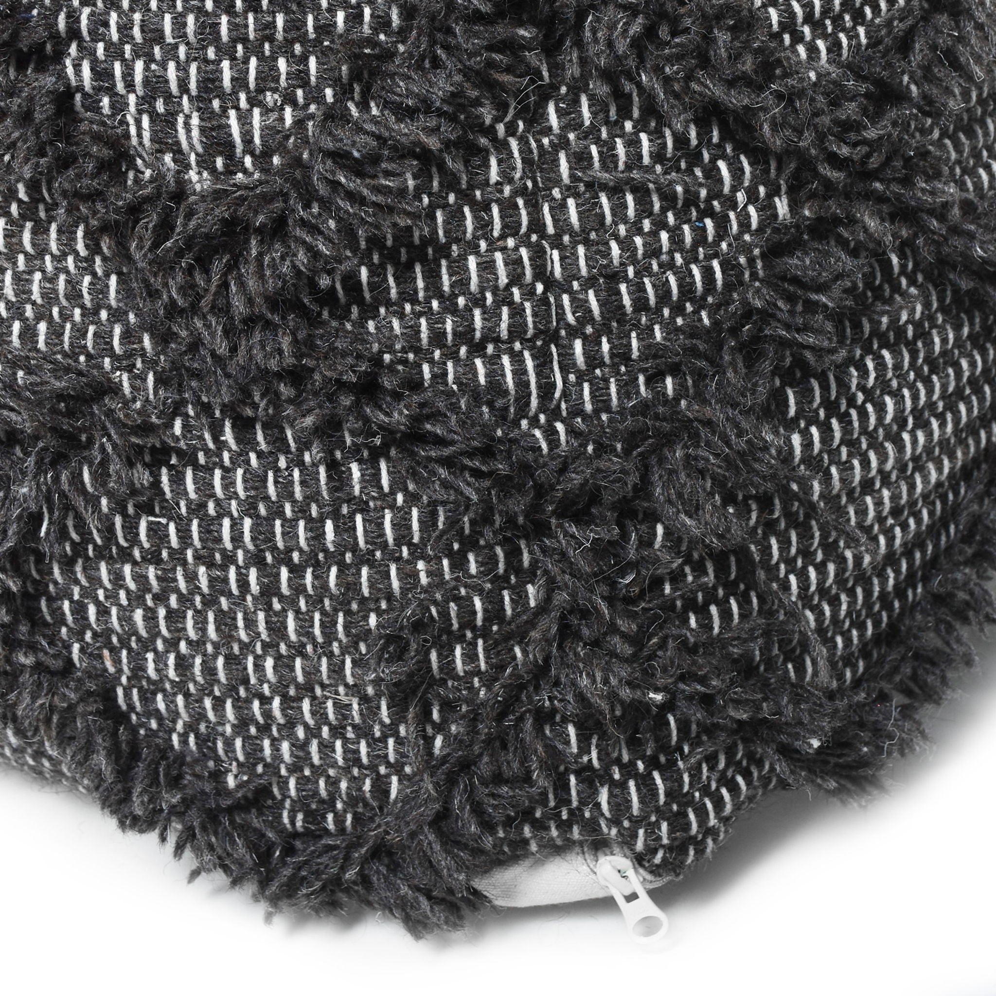 Jumanji Handcrafted Wool and Cotton Pouf - Brown