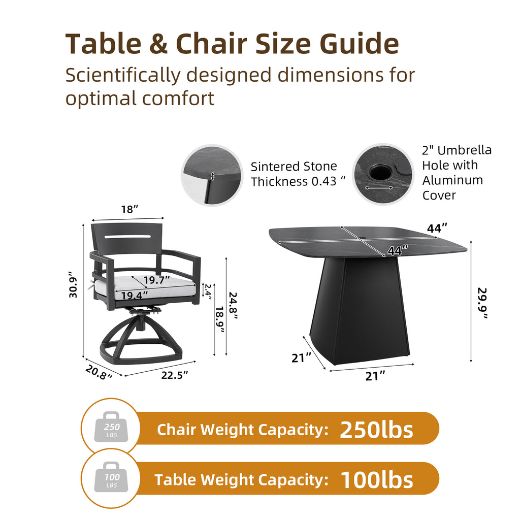 5-Piece Outdoor Pedestal Dining Set