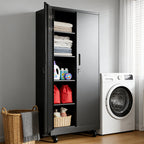 Heavy-Duty Metal Storage Cabinet with Wheels