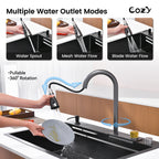 Waterfall Kitchen Sink, Stainless Steel Single Bowl
