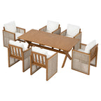 7 Pieces Acacia Wood Outdoor Dining Set with Cushions