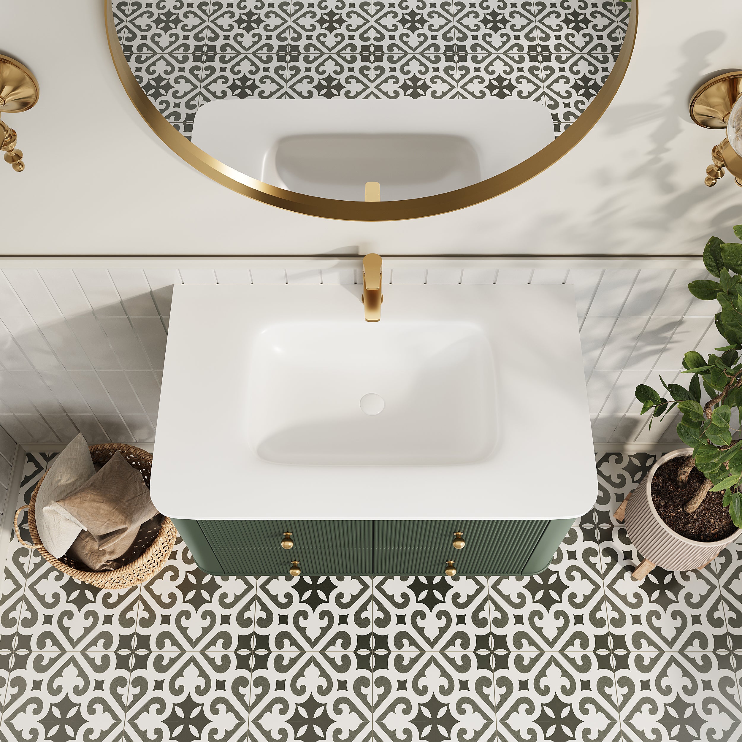36" Wall Mounted & Floating Single Bathroom Vanity