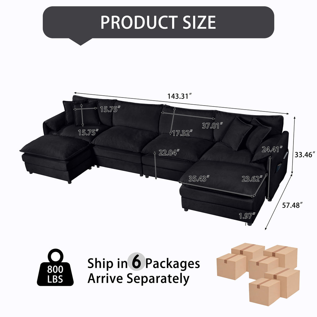 Modular Sectional Sofa - Oversized U Shaped Couch Set