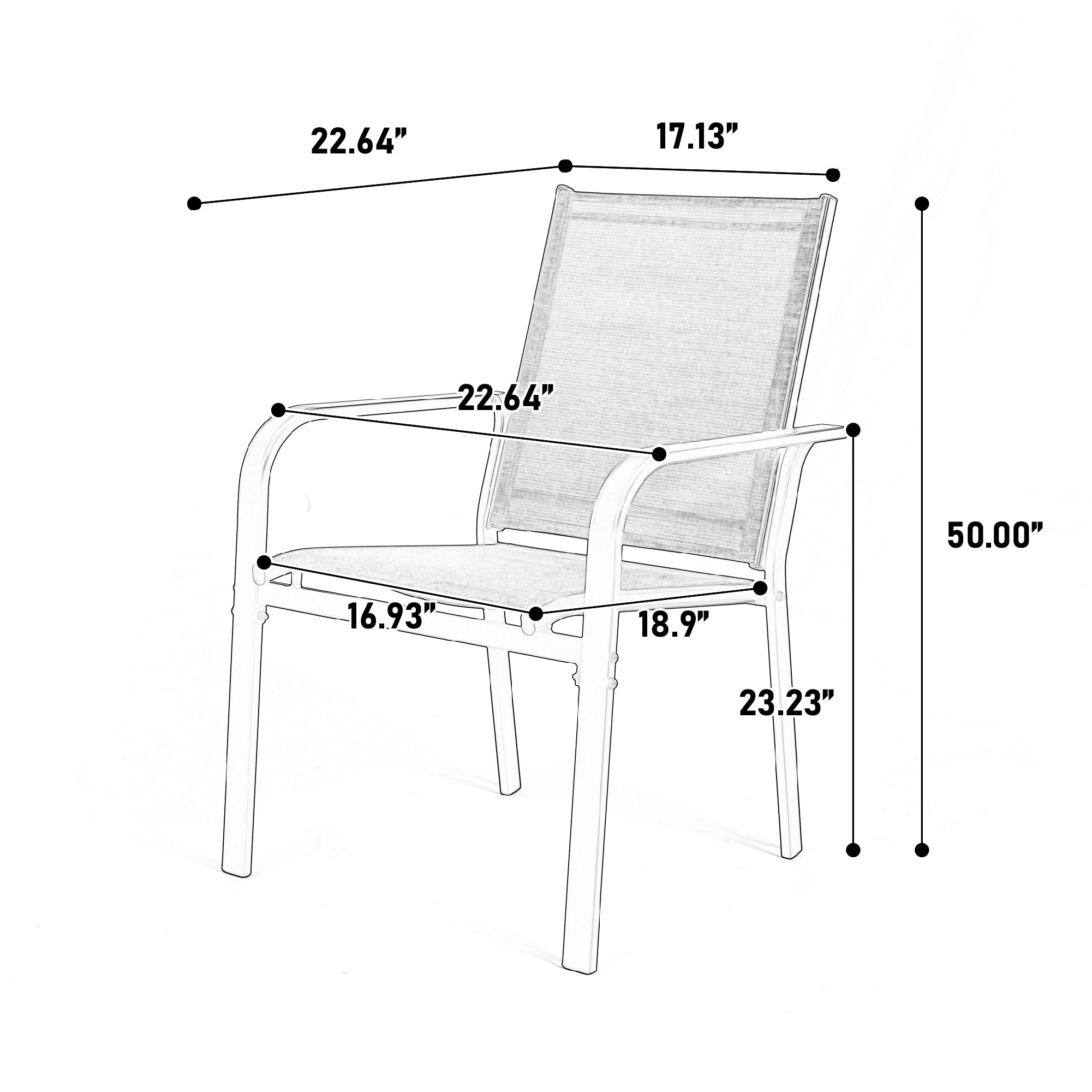 7 Pieces Patio Dining Set with Rectangular Table and 6 Stackable Chairs