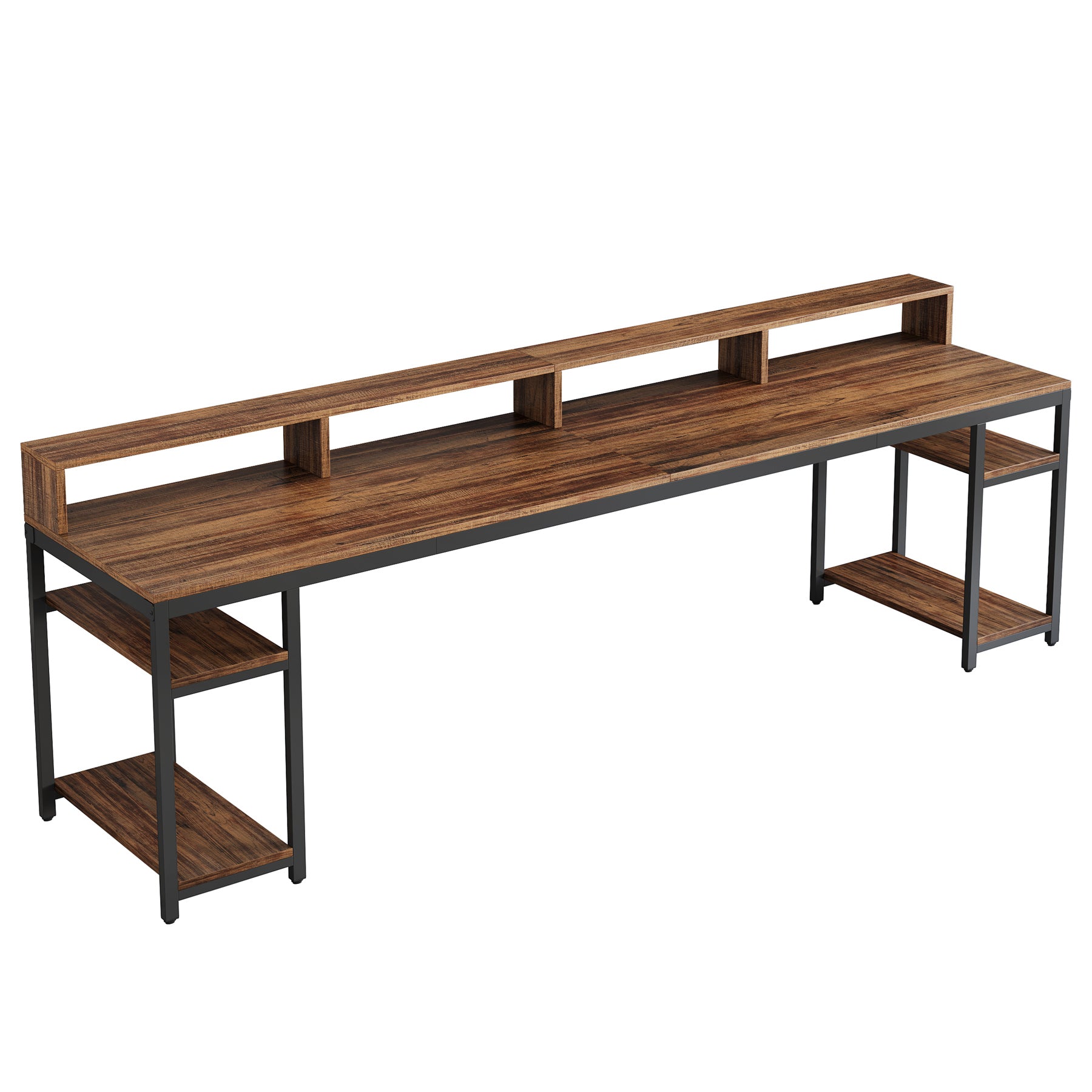 Two Person Desk with Monitor Stand