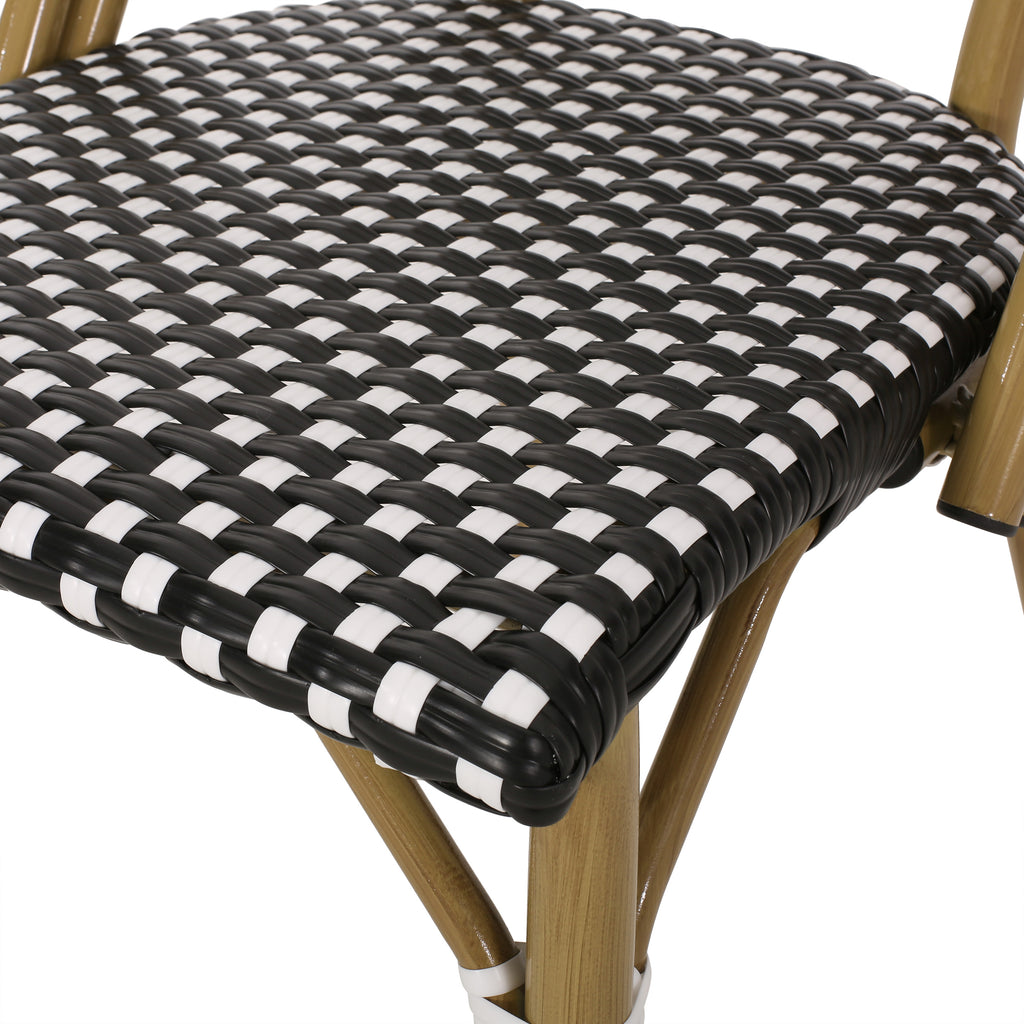 Outdoor PE Rattan and Aluminum French Bistro Chair Set of 2
