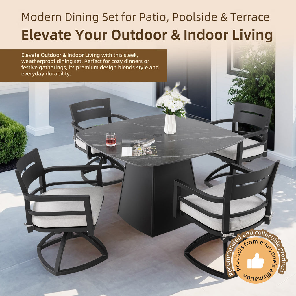 5-Piece Outdoor Pedestal Dining Set