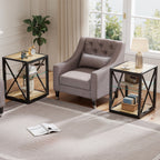 Set of 2 Modern End Table Nightstand for Bedroom & Living Room