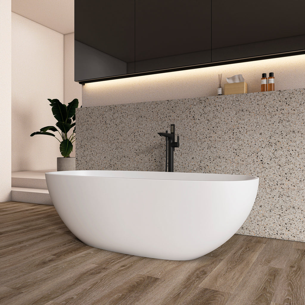 66.9 Inch Freestanding Solid Surface Soaking Bathtub