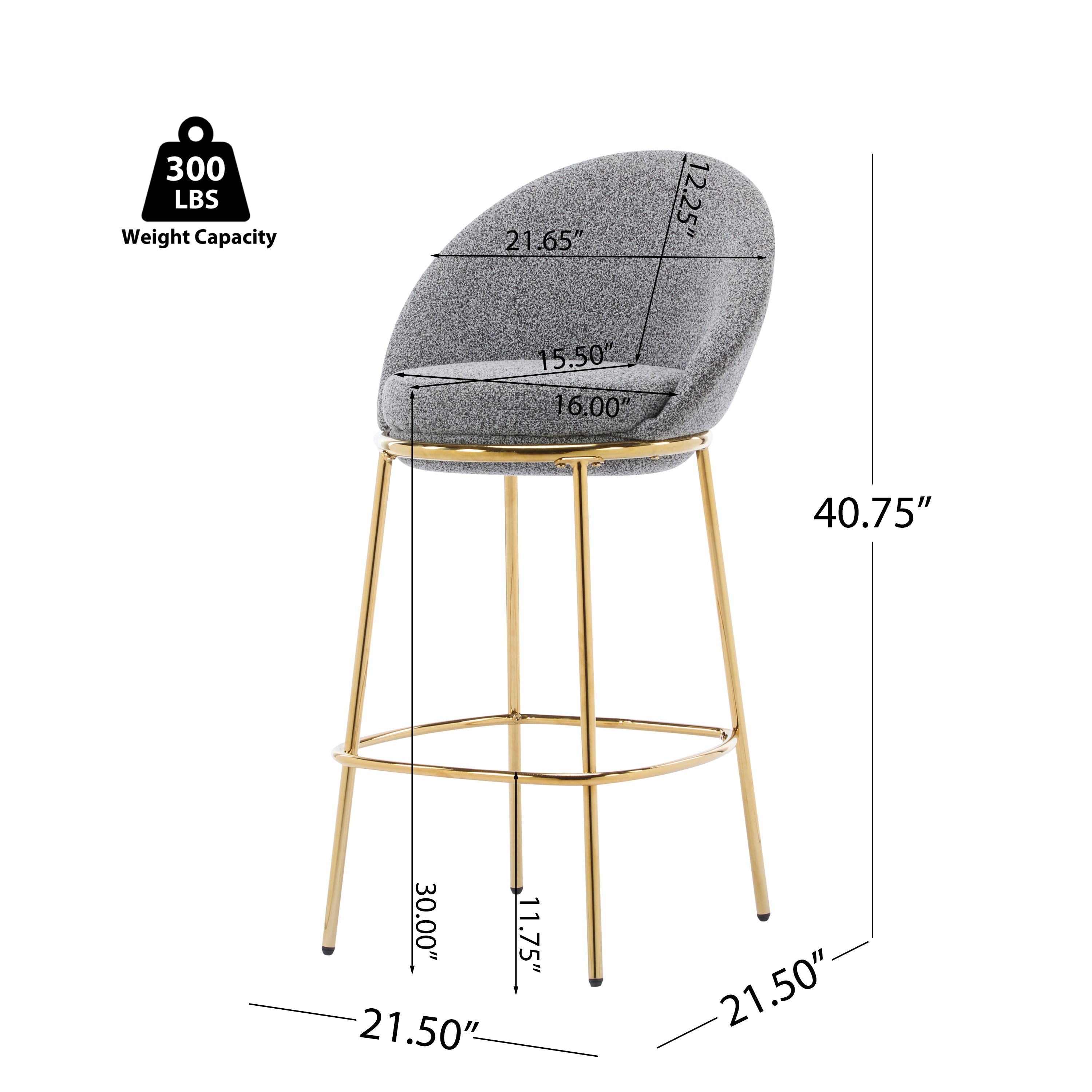 Celano Indoor Metal Upholstered Barstool Set of 2