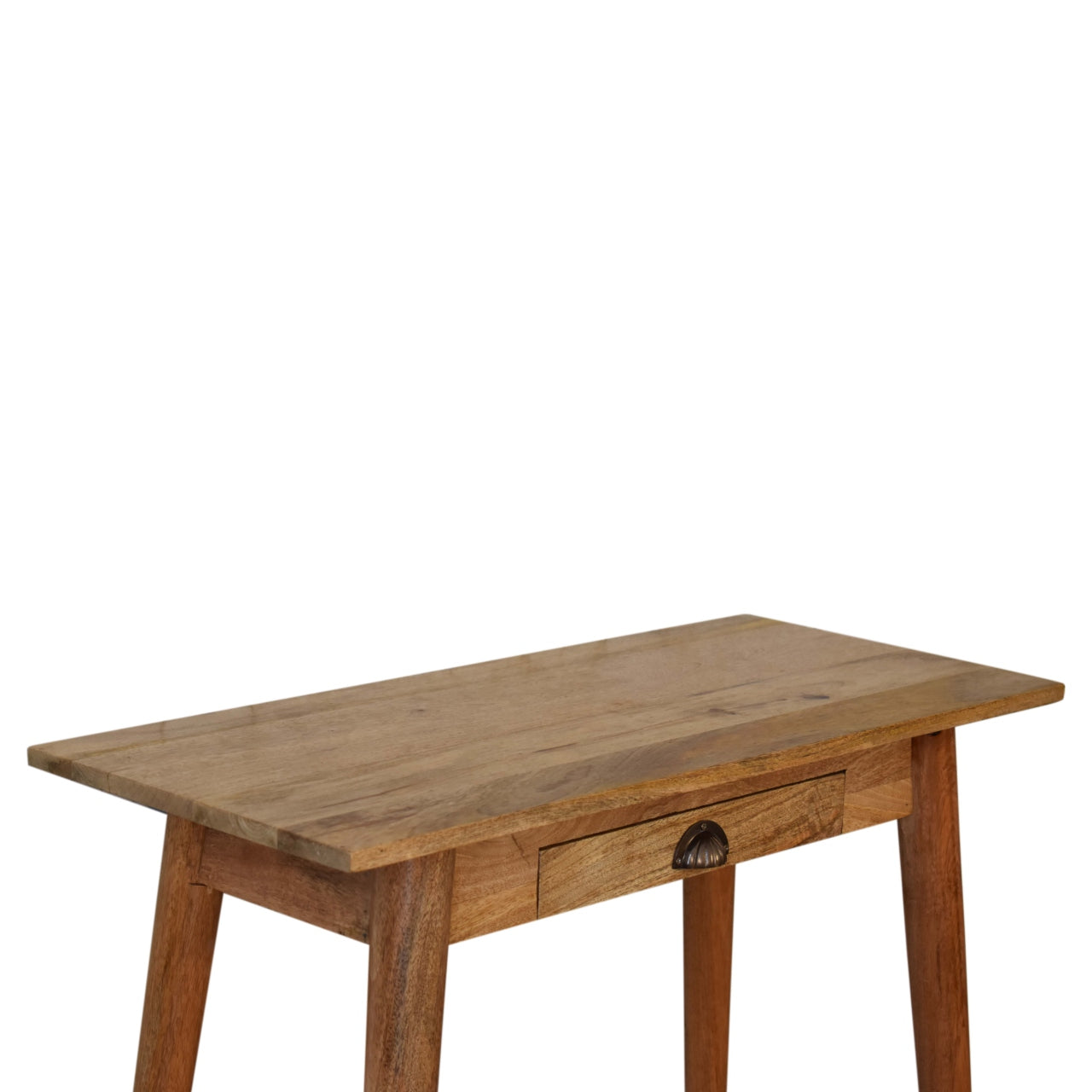 Solid Wood Mini Nordic Style Writing Desk, Oak-ish, 1-Drawer, Nordic Legs
