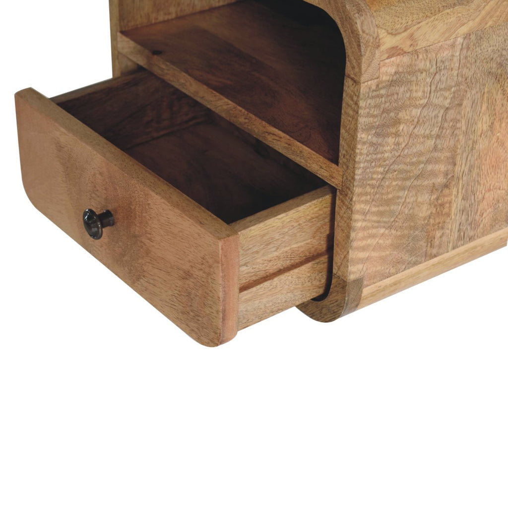 Extra Mini Wall-Mounted Curved Oak-ish Nightstand