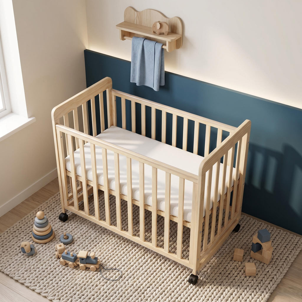 Portable Pine Wood Bedside Bassinet