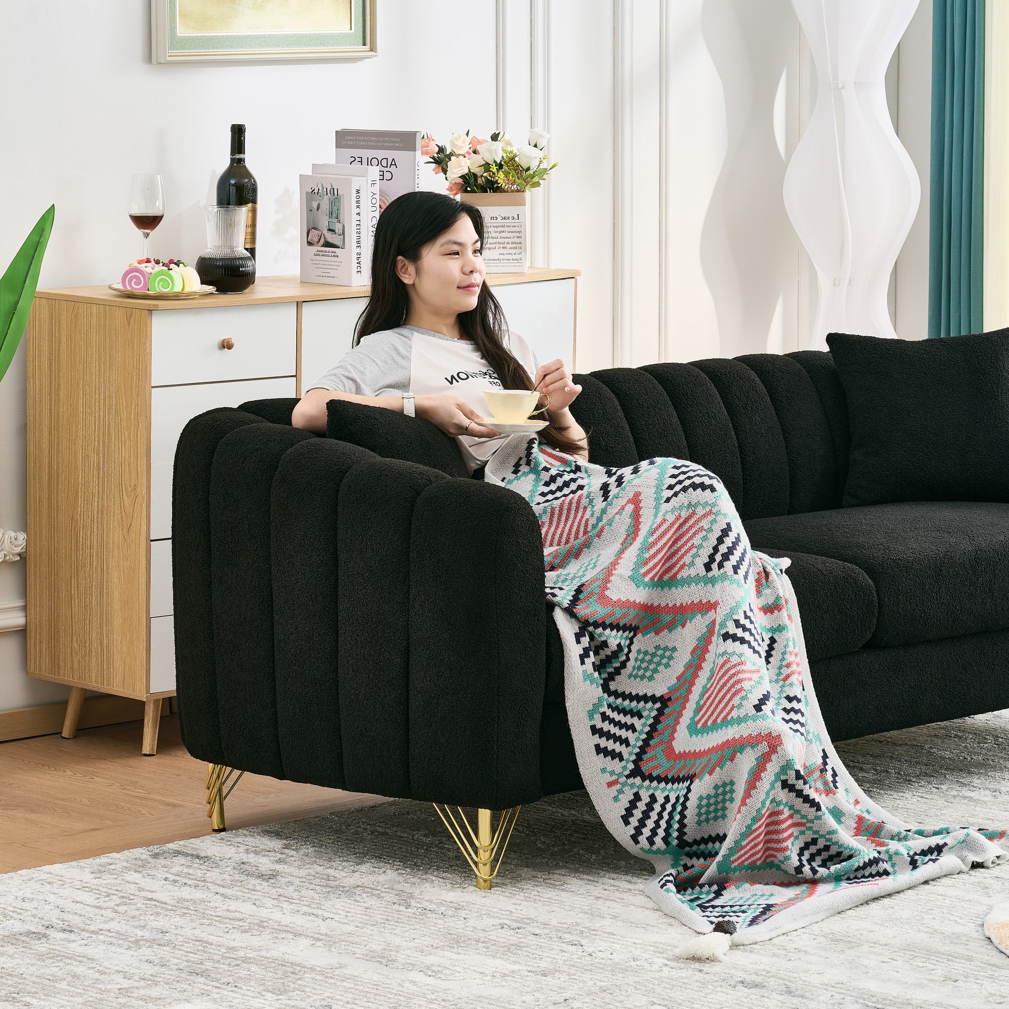 85" Oversized Chenille Sofa