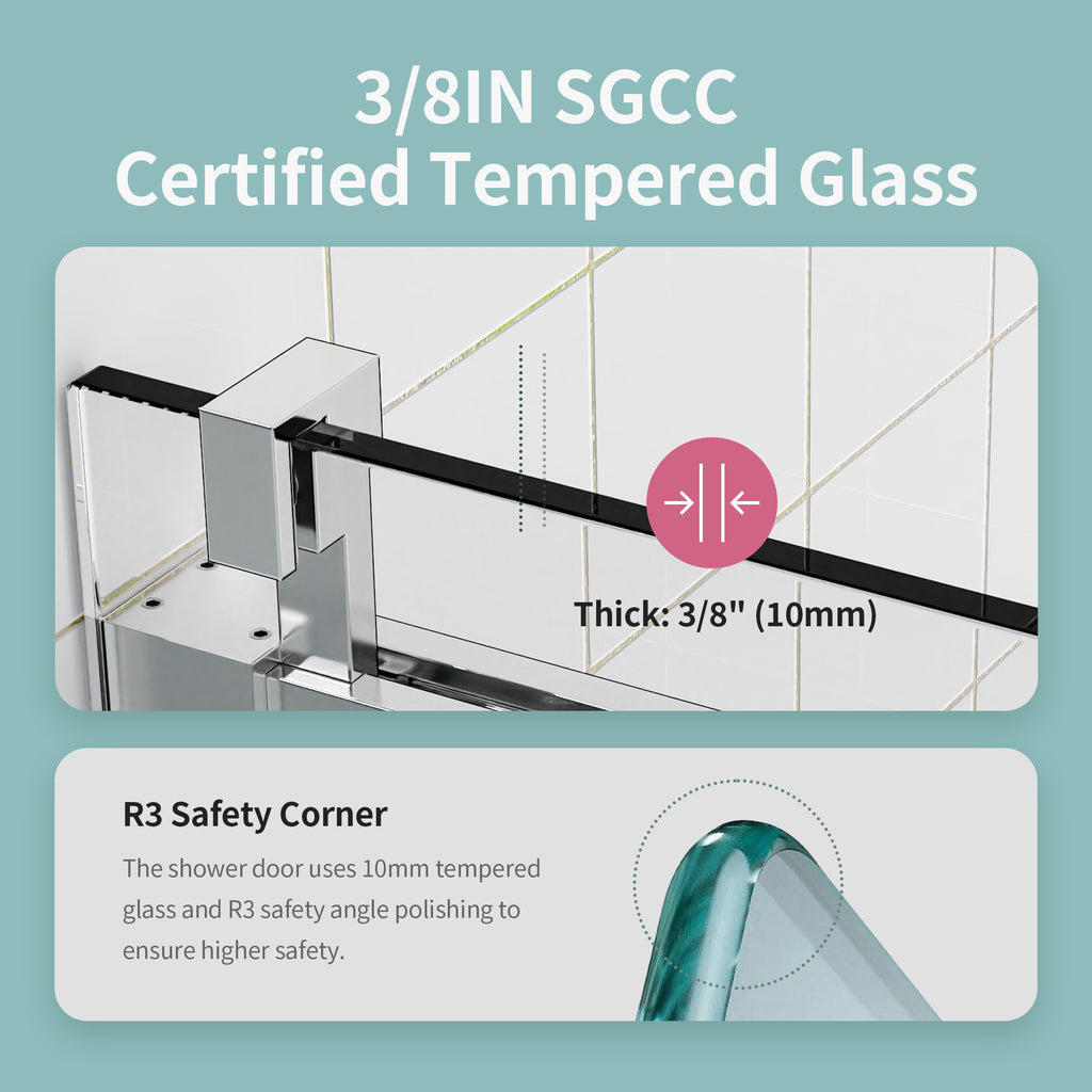 Frameless Single Sliding Soft-Close Shower Doors 68-72" W