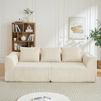 Minimalist 3-Seater Corduroy Sofa Featuring Curved Lines