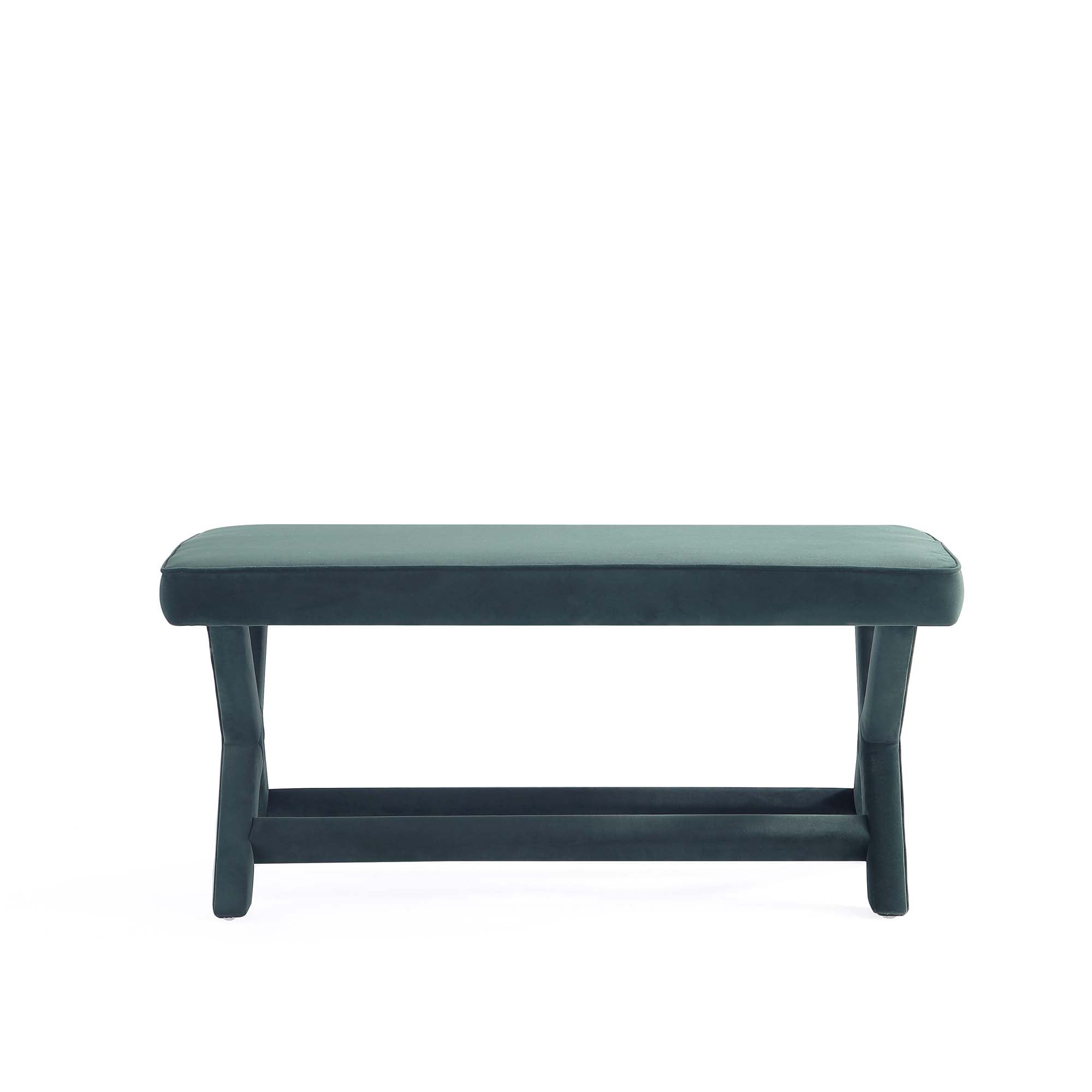 Abigail Upholstered Velvet Accent Bench in Forest