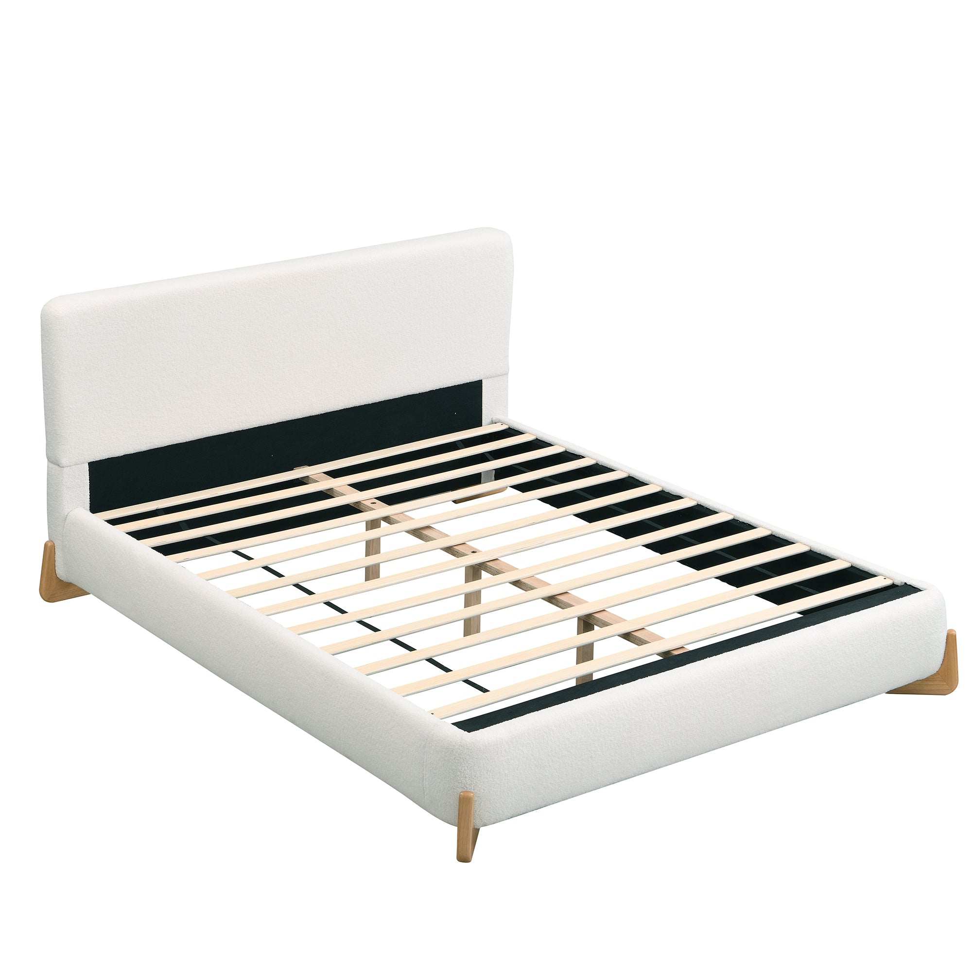Elegant Boucle Upholstered Bed - Queen Size