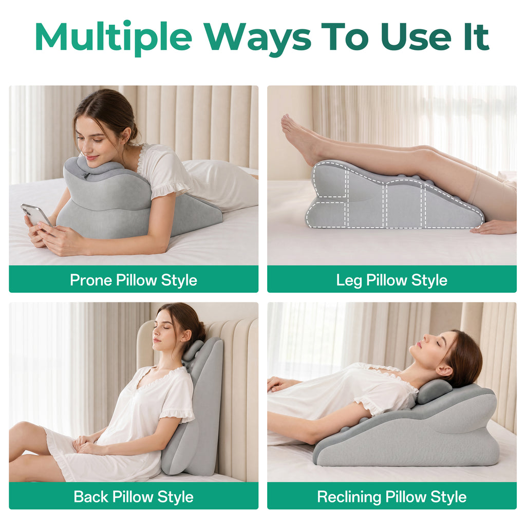 Ergonomic 27° Memory Foam Support Pillow for Couples