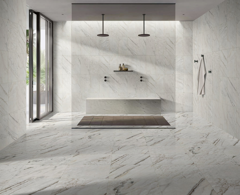 12x24 White Marble Wall Décor