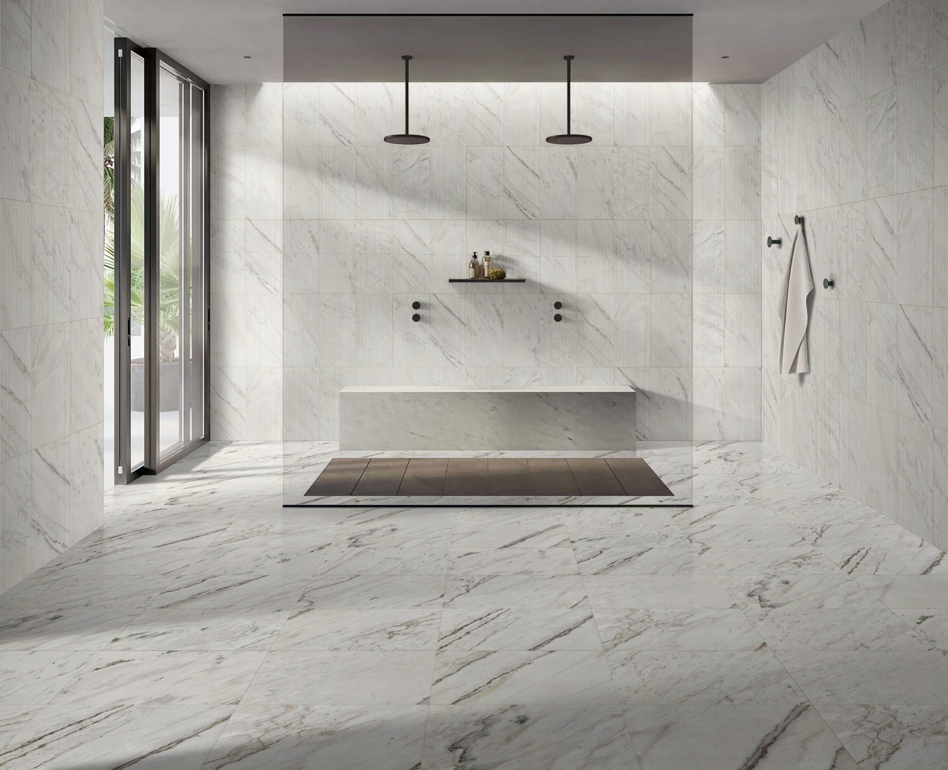 12x24 White Marble Wall Décor