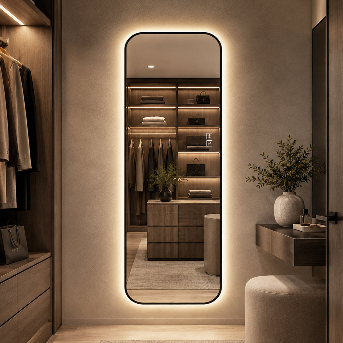 65" x 24" Oversized Backlit Rectangular LED Full Length Mirror