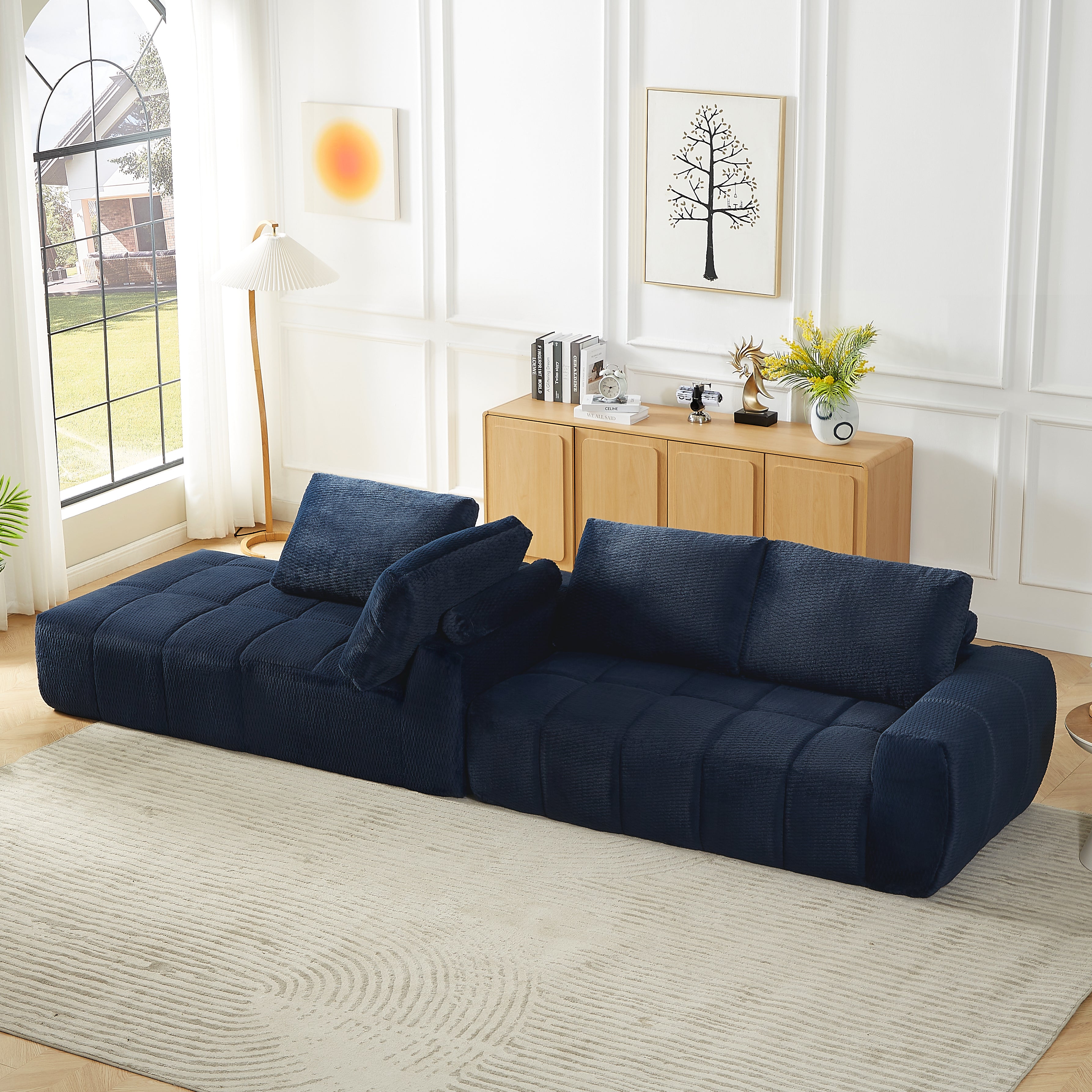 Faux Fur L-Shape Luxury Sectional Oversized Sofa