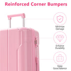 24 Inch Lightweight Hardshell Luggage - Pink