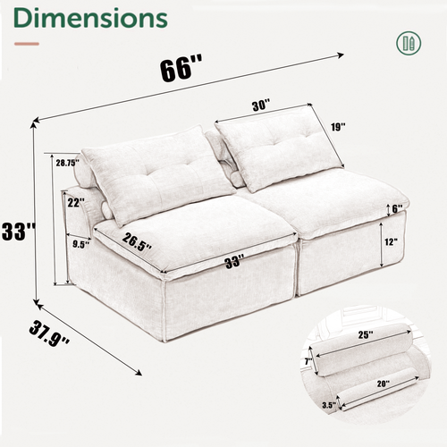 Modular Sofa with Neck and Lumbar Pillows