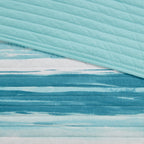 6 Piece Printed Quilt Set with Throw Pillows - Aqua Full/Queen
