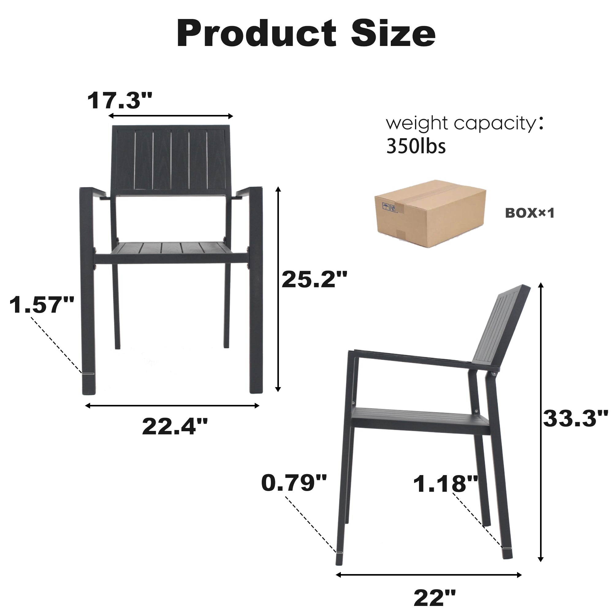 Modern Outdoor Indoor Metal Side Chair Set of 2