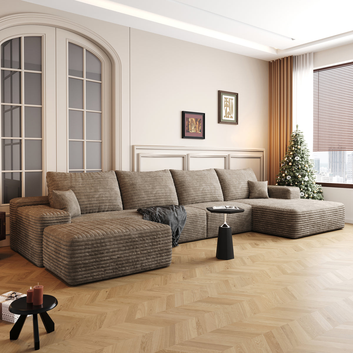 135" Cloud Sectional Sofa with Ottoman