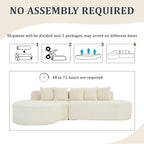 Boneless Curved Sectional Sofa with Pillows - White