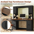 On-Trend Farmhouse Arched Computer Desk with Hutch