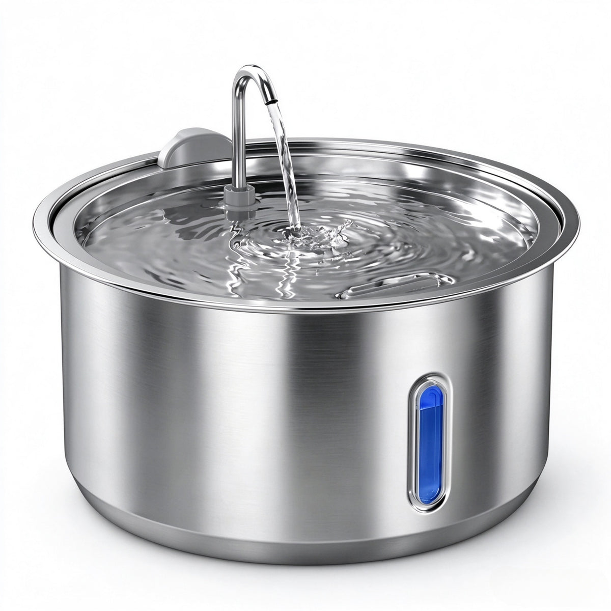 Large Capacity Stainless Steel Cat Water Fountain, 4-Stage Filtration, Silver