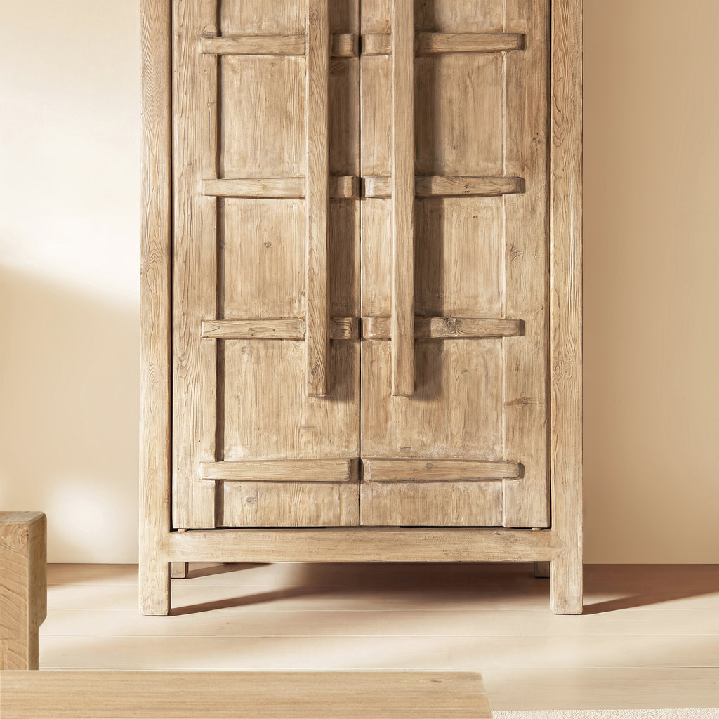 Rowan 83" Tall Reclaimed Pine Crossbar Storage Cabinet